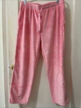 Hello Kitty Sanrio Pink Plush Lounge Pants - Soft Velour Size Medium